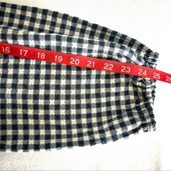 MADEWELL Navy /White Checkered Off The Shoulder Peasant Cropped Ruffle Top (L) - Picture 14 of 15